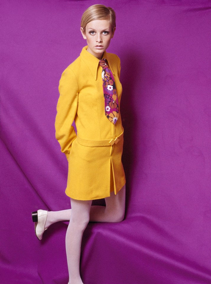 1967: Supermodel Twiggy in eye-catching designs from the daring decade