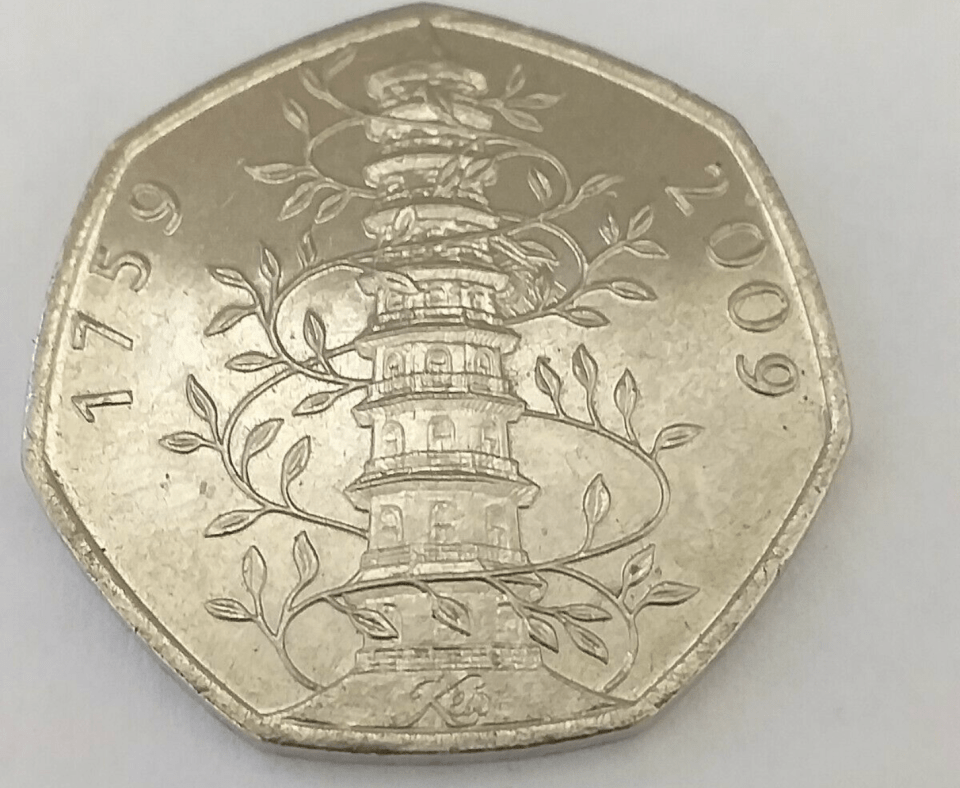 The rare coin features an image of the Pagoda found at UK landmark, Kew Gardens