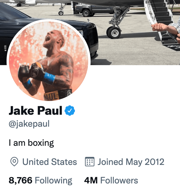 Paul changed his Twitter bio to 'I am boxing' in message to his 4m followers