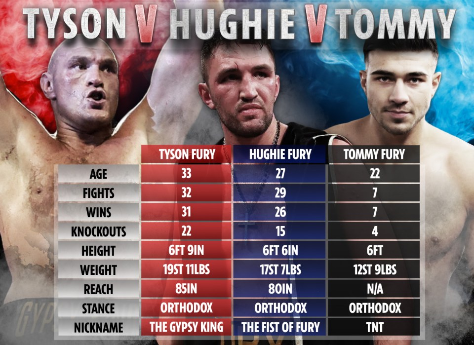 Here is how the three Fury boxers compare in October 2021