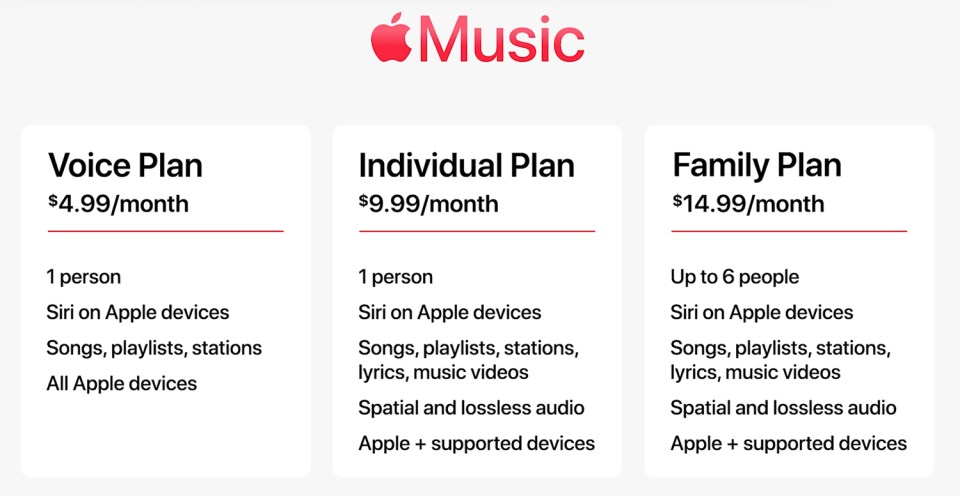 There are now three different pricing tiers for Apple Music