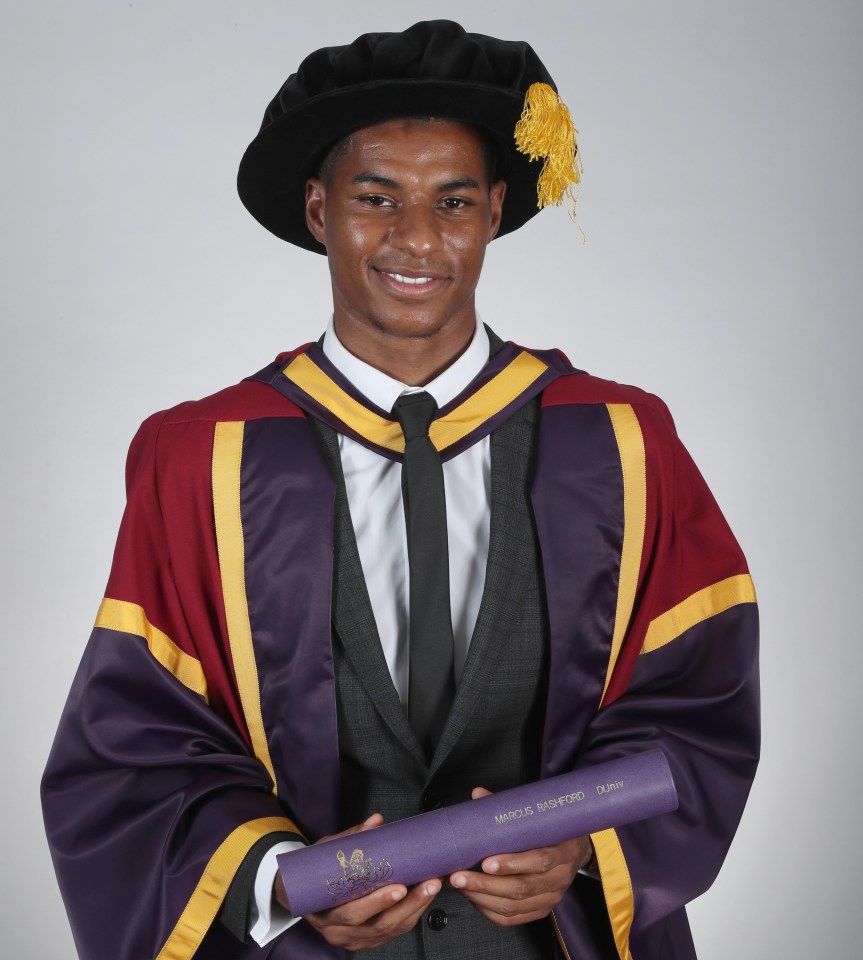 Rashford was awarded an honorary doctorate from the University of Manchester