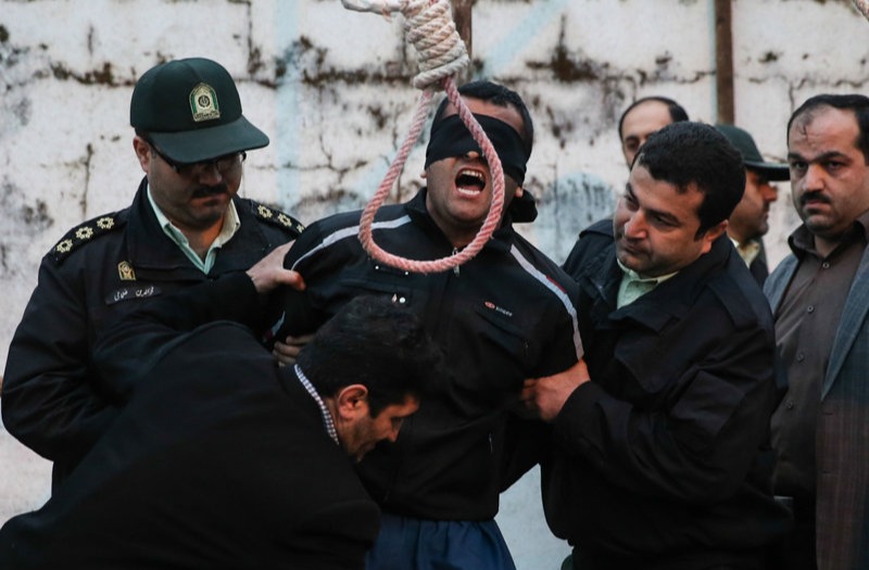 Picture showing a man named Bilal just moments before his execution by the barbaric Iranian regime