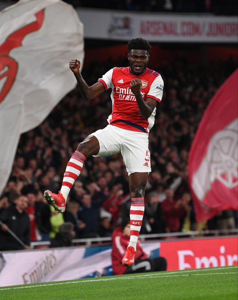 Partey looked delighted after scoring his first ever Gunners goal in a 3-1 win