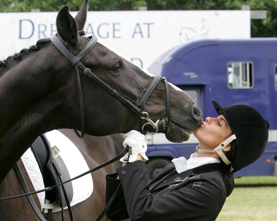 Katie Price with her horse Glamour Girl in 2008 who she performed dressage with