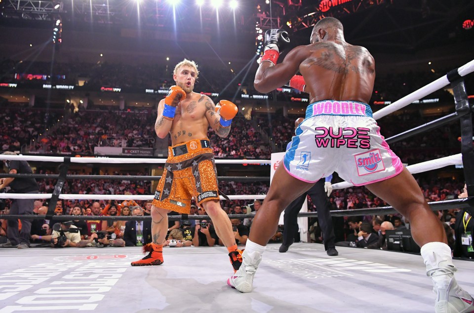 Jake Paul in his win against ex-UFC champion Tyron Woodley