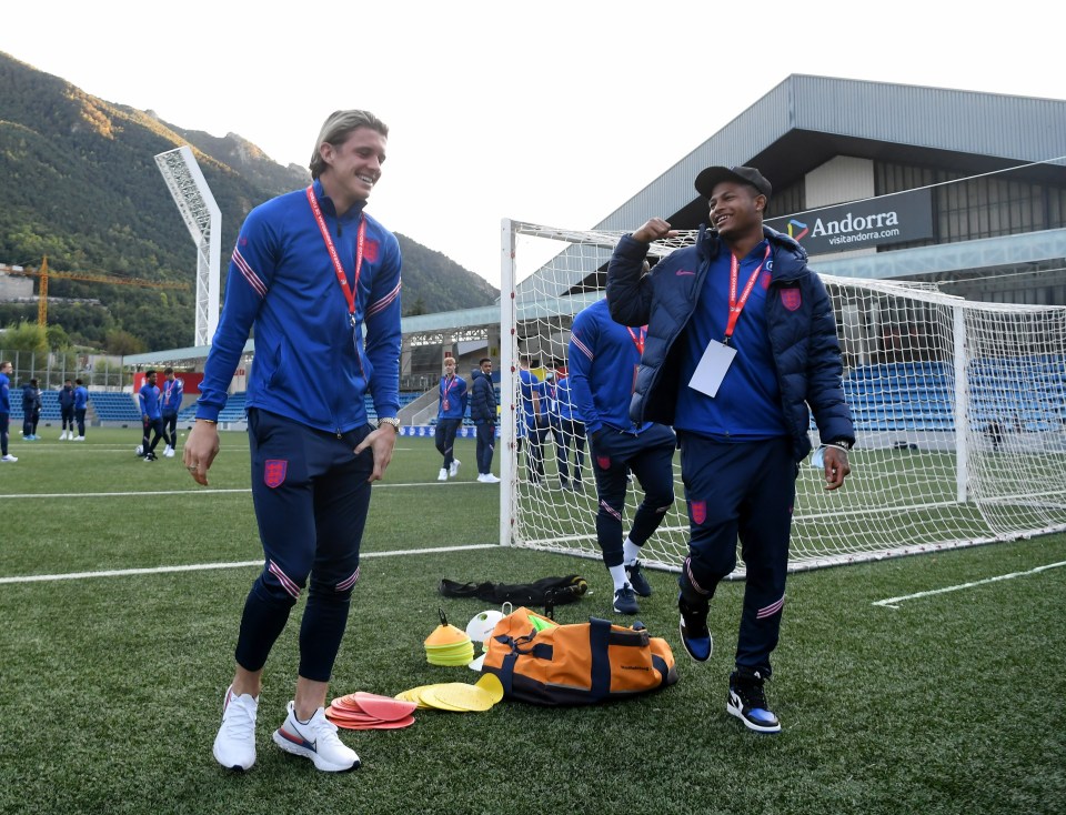 Brewster is well-liked by everyone he's worked with and enjoys a joke here with Conor Gallagher before the Andorra game