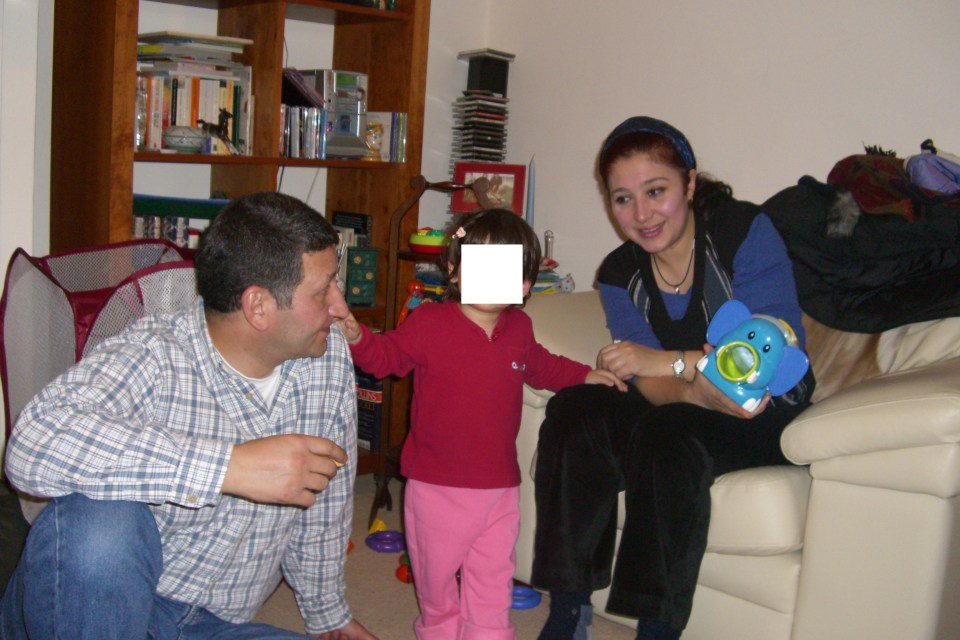 Saad and Iqbal with eldest daughter Zainab then aged three