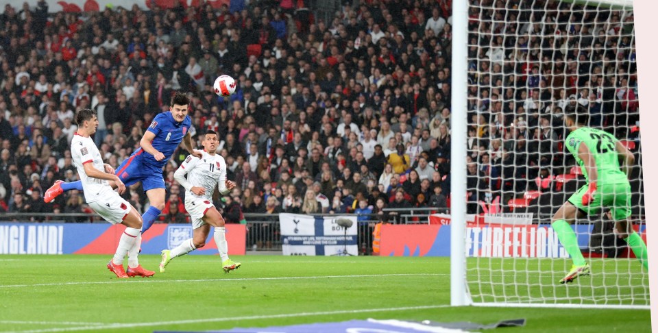 Maguire opened the scoring with a thumping header at the back post against Albania