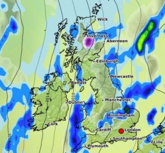 The Cairngorms in Scotland will be hit from today, with those in Cumbria possibly facing a dusting later in the week