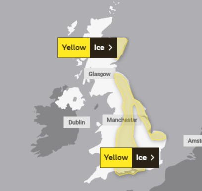 Warnings for ice are in place