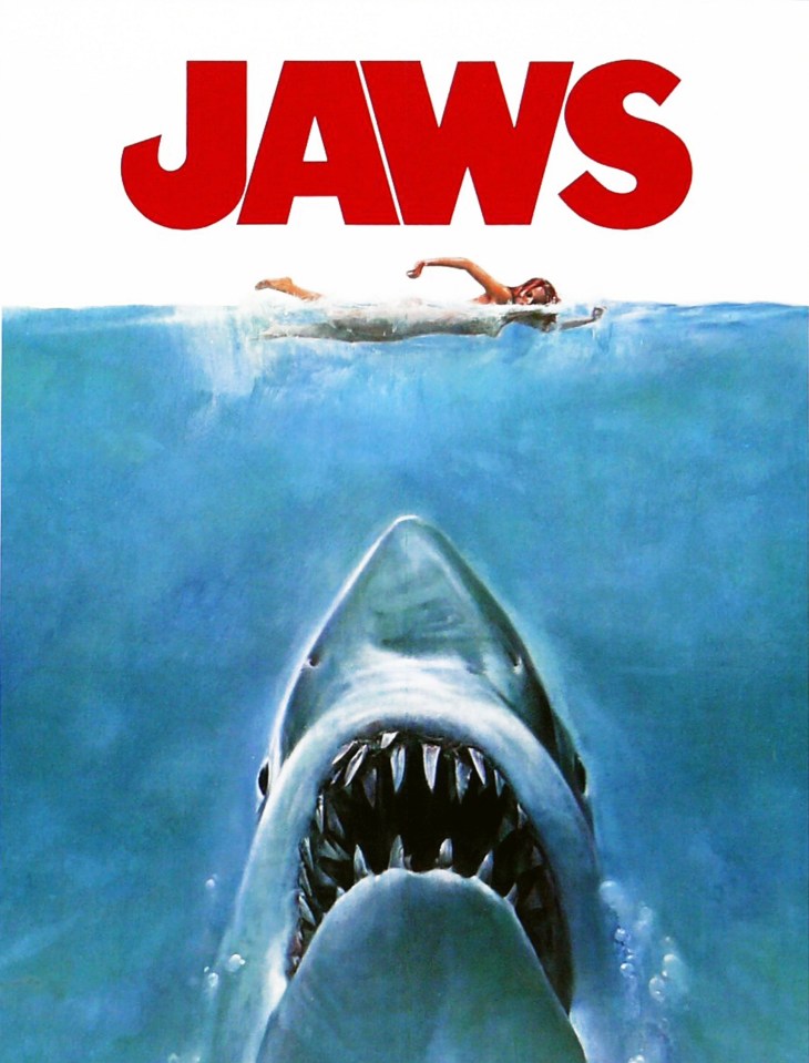 The 1975 motion picture poster of Jaws