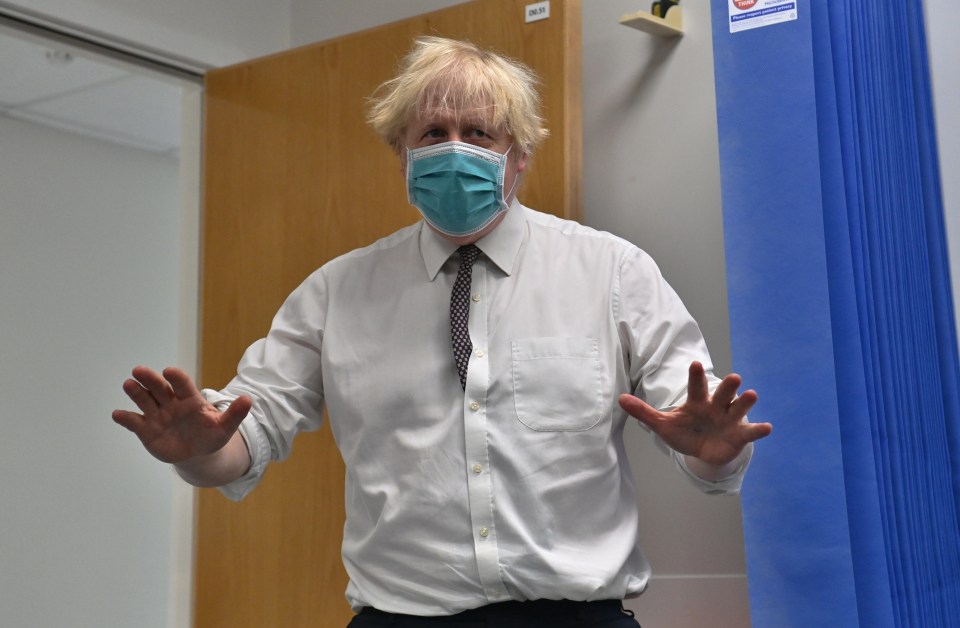 Boris Johnson on a visit to a vaccination centre today