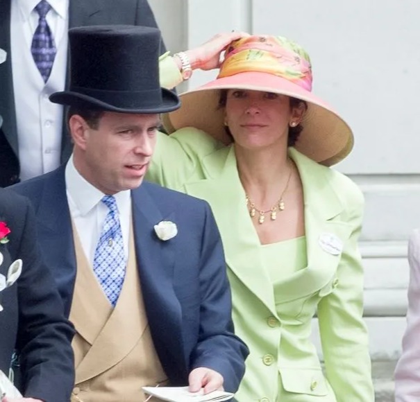 Prince Andrew pictured with Ghislaine Maxwell at Royal Ascot in 2000