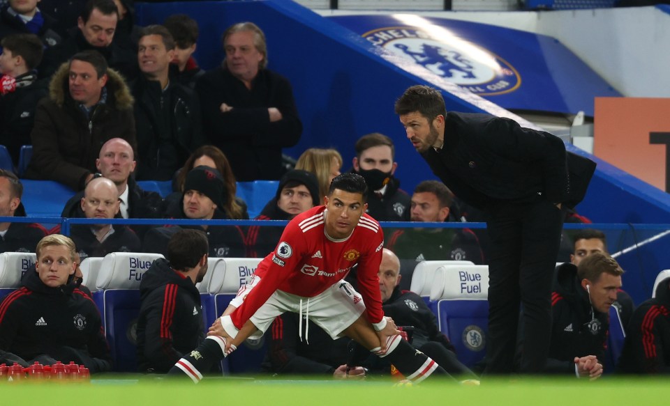 Caretaker Michael Carrick introduced Cristiano Ronaldo from the bench