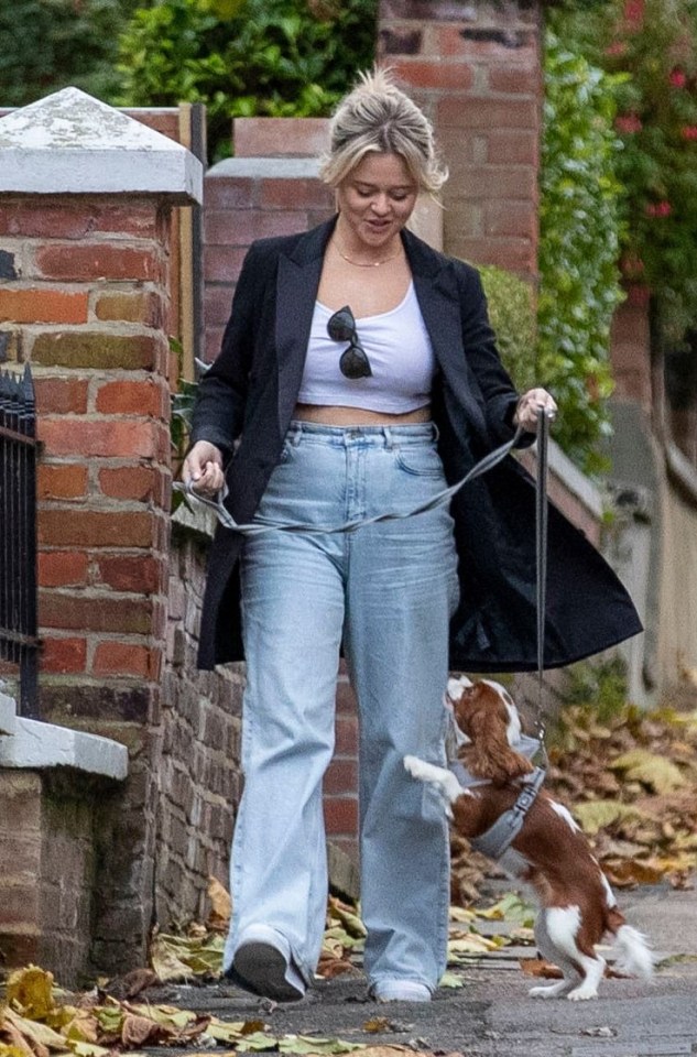 Emily pictured out for a dog walk in London