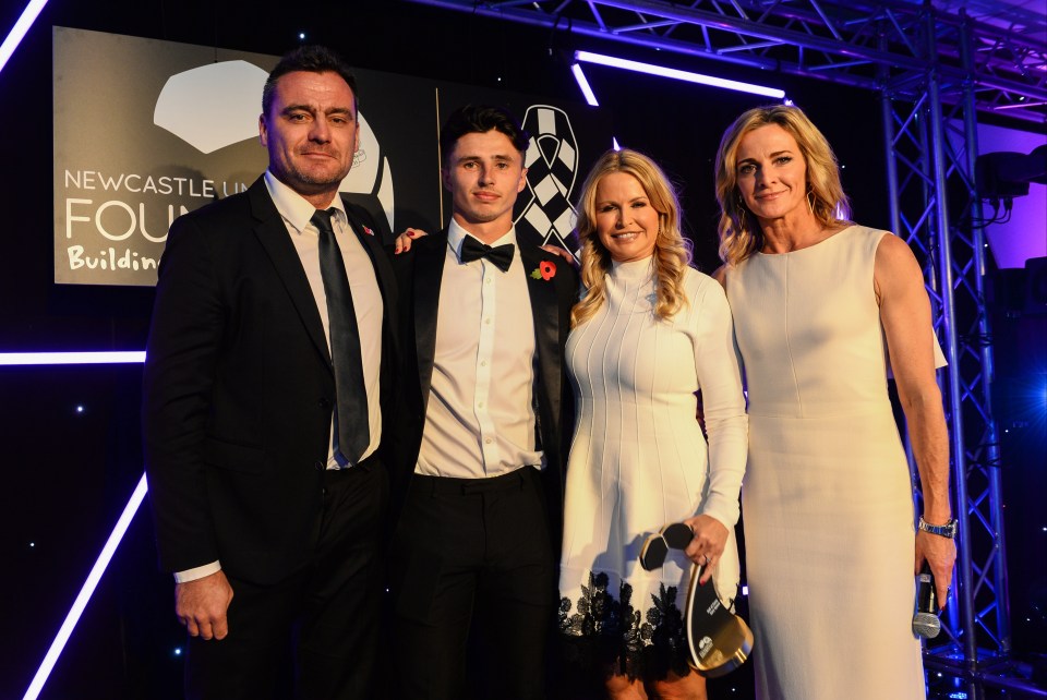 Gary's son Tommy (middle left) and Louise (middle right) collecting an award for Gary at the Newcastle United Foundation, United As One, Dinner earlier this month