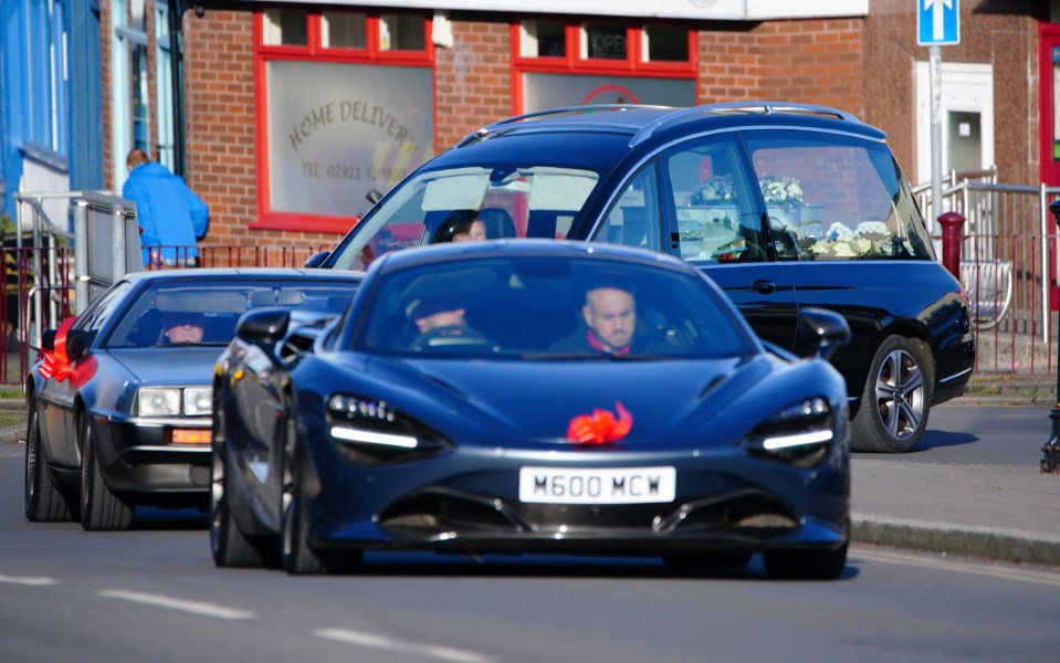 Supercars joined a funeral procession as the coffin of 10-year-old Jack Lis was taken to church in South Wales today