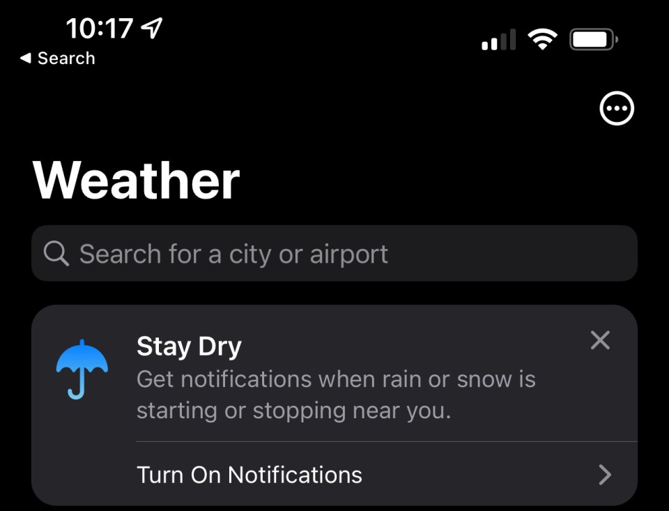 You should turn Stay Dry notifications on right now