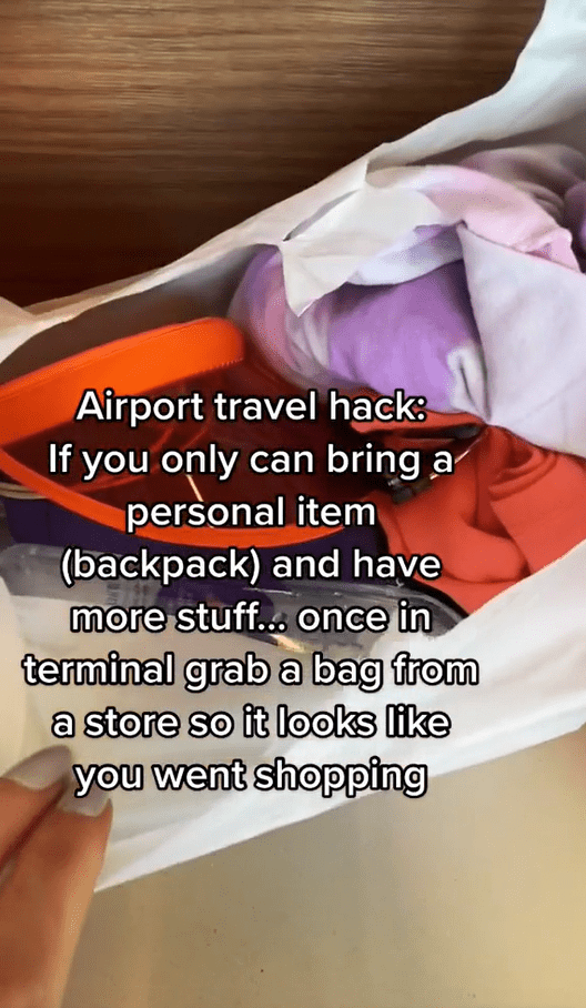 Grab a bag from an airport shop and fill it with your own stuff