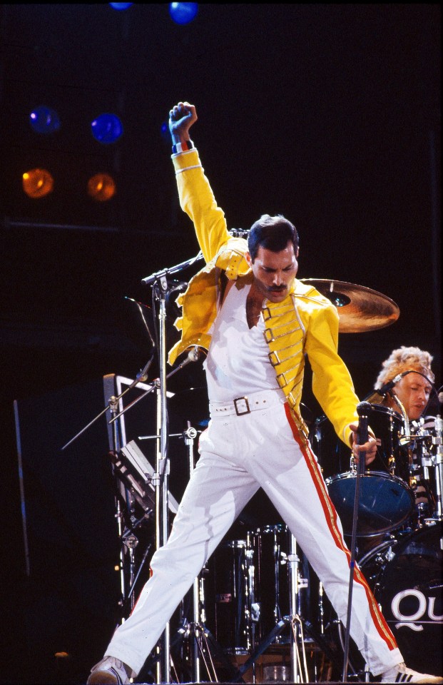 Queen’s singer Freddie Mercury performs at Knebworth in 1996