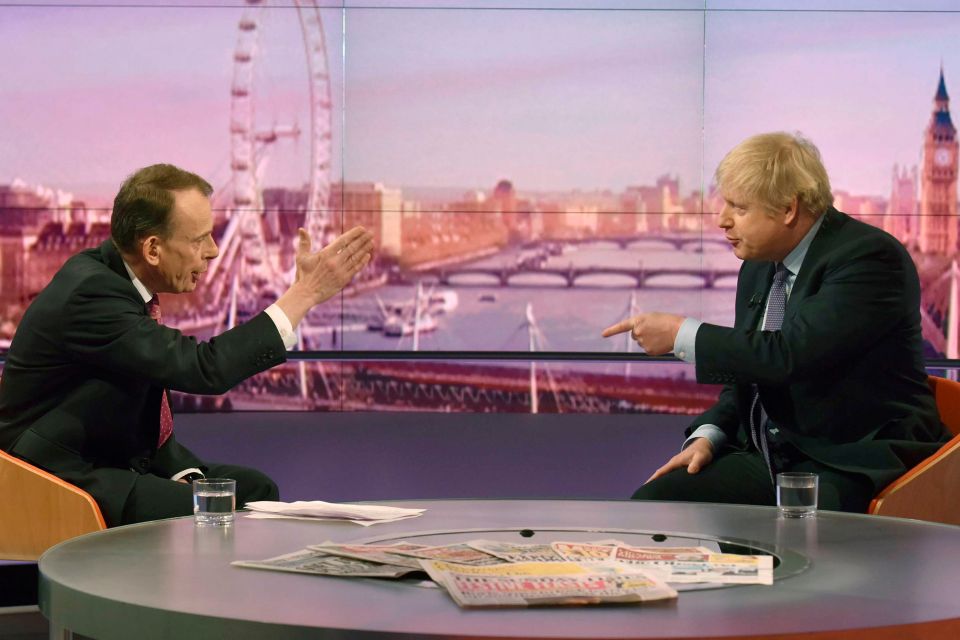 Andrew, famed for his tenacious interviewing style, challenging Boris Johnson in 2019