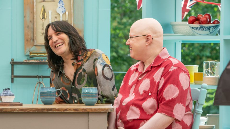 Matt Lucas and GBBO co-host Noel Fielding