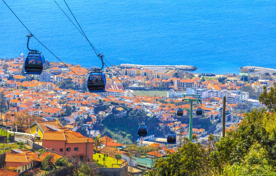 Cable cars offer a sea view over Madeira’s capital Funchal