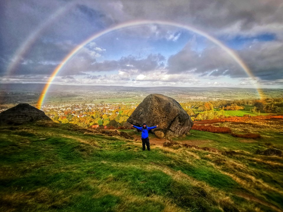 One hill walker in West Yorkshire found a silver lining though - the rain and sunshine created a stunning double rainbow