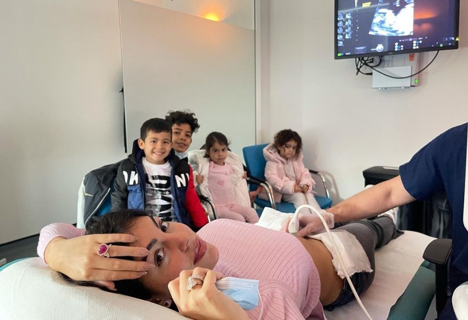 Georgina Rodriguez posted this snap on Instagram of her getting a scan on her twins in hospital