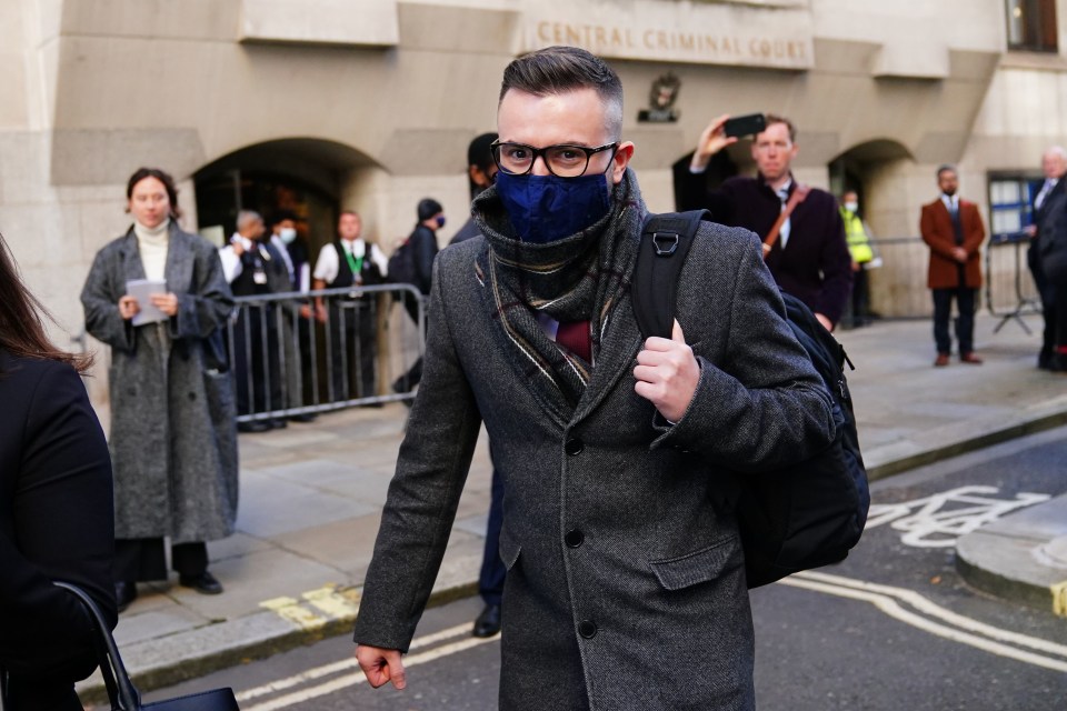 Pc Jamie Lewis leaves the Old Bailey in London after pleading guilty to misconduct in a public office