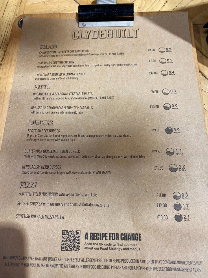 One Cop26 menu has a burger that has carbon footprint equivalent of a car driving nearly 10 miles