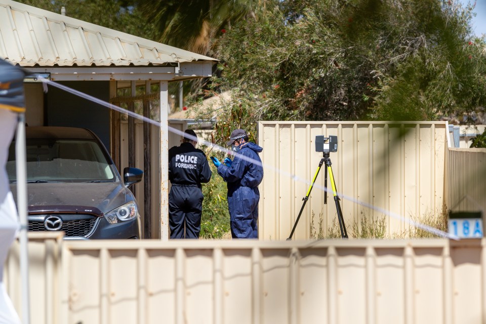 Cops outside Kelly’s home in Carnarvon