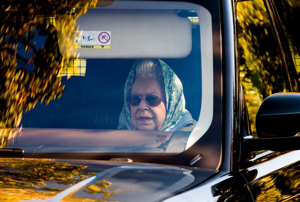 The Queen has been pictured being driven around Sandringham