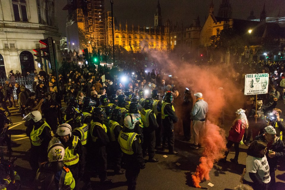 Hundreds of officers packed Parliament Square