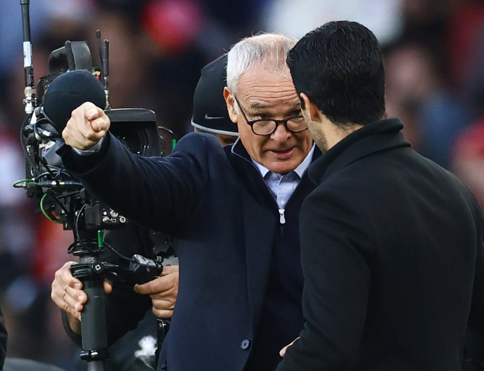 Claudio Ranieri and Mikel Arteta row over the controversial goal at full-time