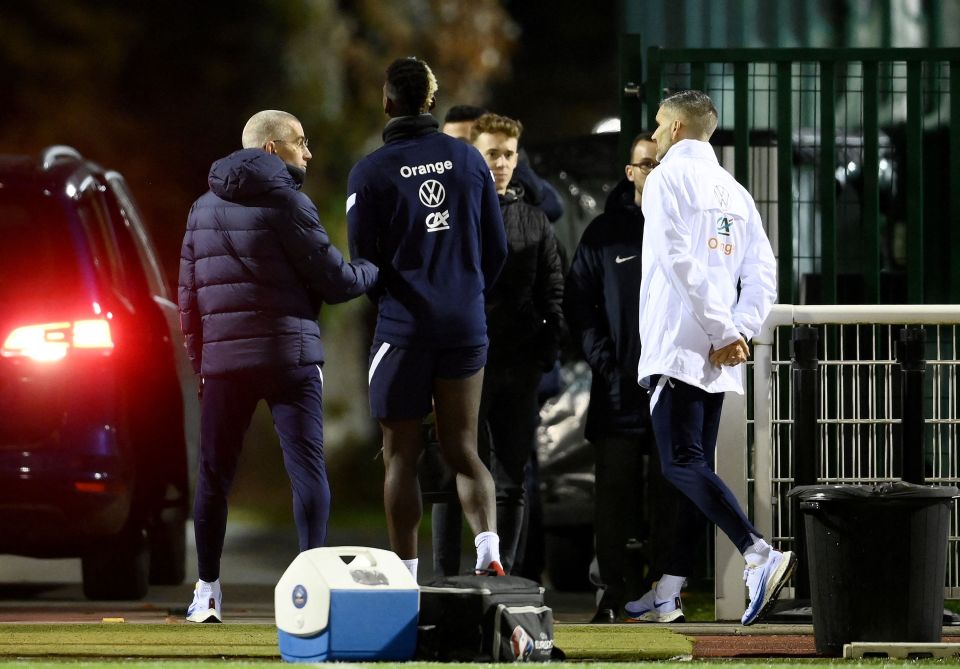 He was pictured finishing the drills early and accompanied away from the pitches