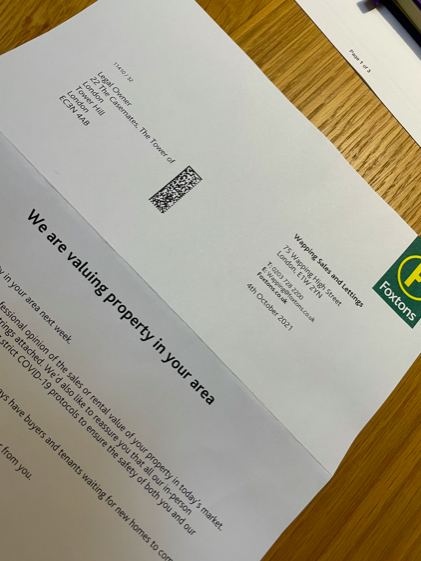 In a mail drop addressed to ‘the legal owner’, the firm offered a ‘professional opinion of the sales or rental value in the current market” with “no strings attached’