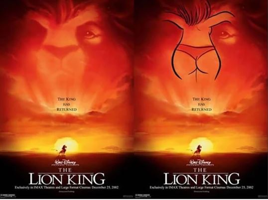 Many fans feel like they can see a lady's bottom in The Lion King poster