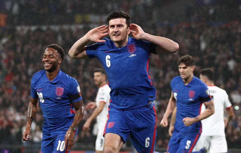 Harry Maguire cupped his ears after scoring against Albania