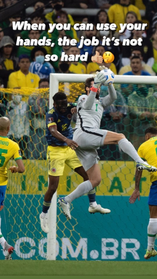 Alisson posted this message on his Instagram after Brazil's win