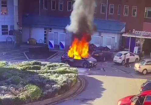 The car had just pulled up when it erupted into a fireball