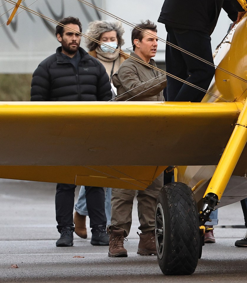 The 59-year-old actor was preparing for a scene involving the biplane