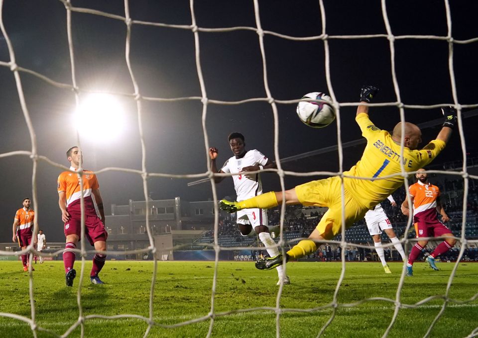 Bukayo Saka rounded off England's 10-0 win in San Marino and wants to put his Euro 2020 final shootout woe behind him with glory in Qatar