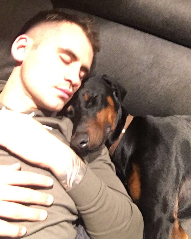 Alex Hales poses with his dog