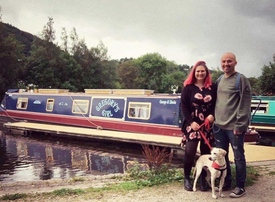 Amy, Wesley, their dog Rufus and their rabbit Rupert are big fans of houseboat life