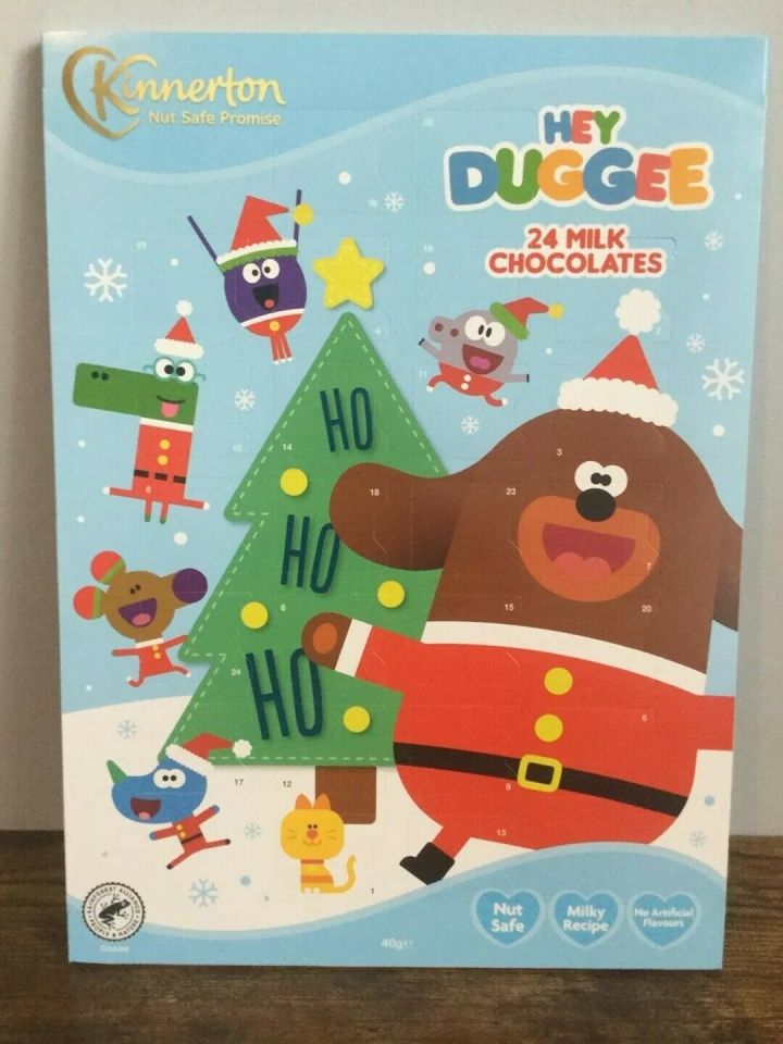 This Hey Duggee calendar comes with 24 pieces of chocolate