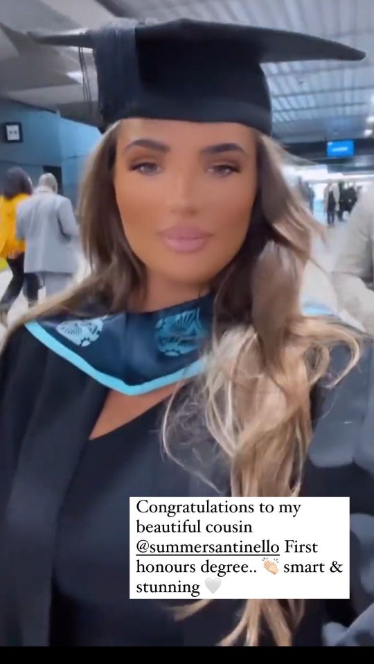 She posted a picture of her cousin in her graduation cap and gown