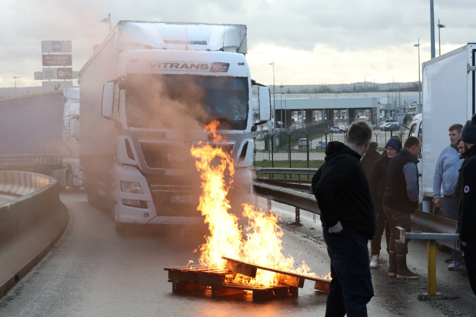 Skippers also blocked lorries' access to the Channel Tunnel