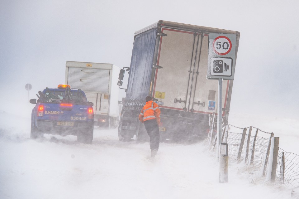 Traffic stranded on the A635 near Saddleworth in Oldham